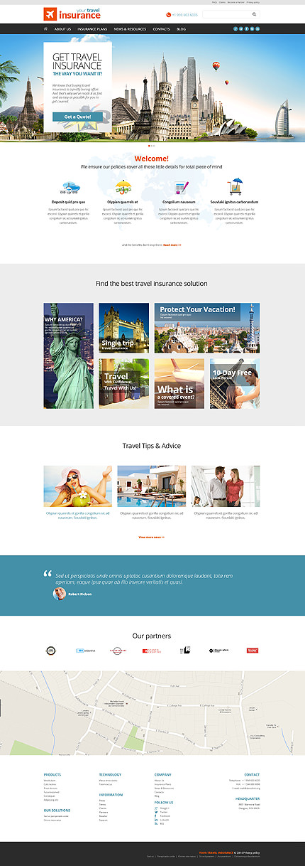 Travel Insurance Company WordPress Theme