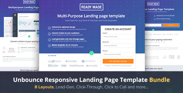 Unbounce Landing Page Template - Readymade