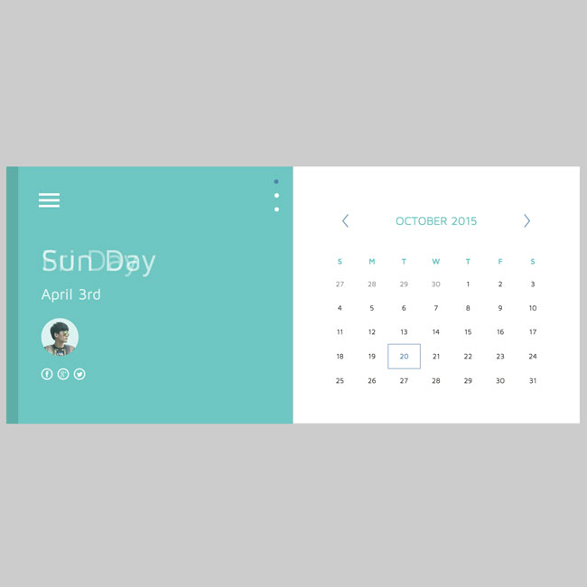 calendar css design using with built Free Widget HTML5 Calendar Design CSS3 Template Material