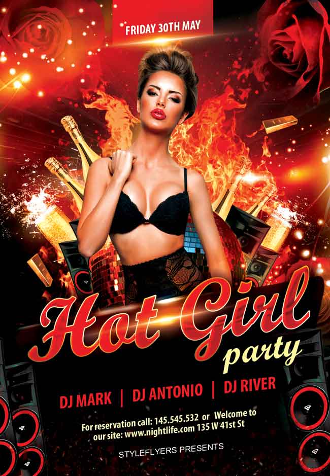 Hot-girl-party-PSD-Flyer