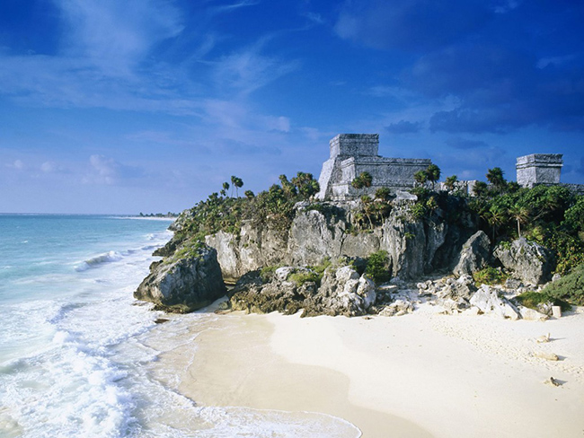 mayan ruins mexico beach wallpaper