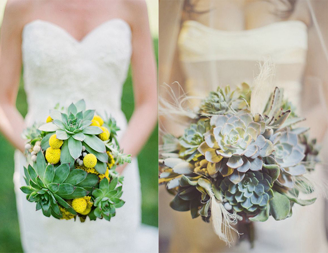 Succulent-Wedding-Bouquets-and-Bridesmaid-Bouquets