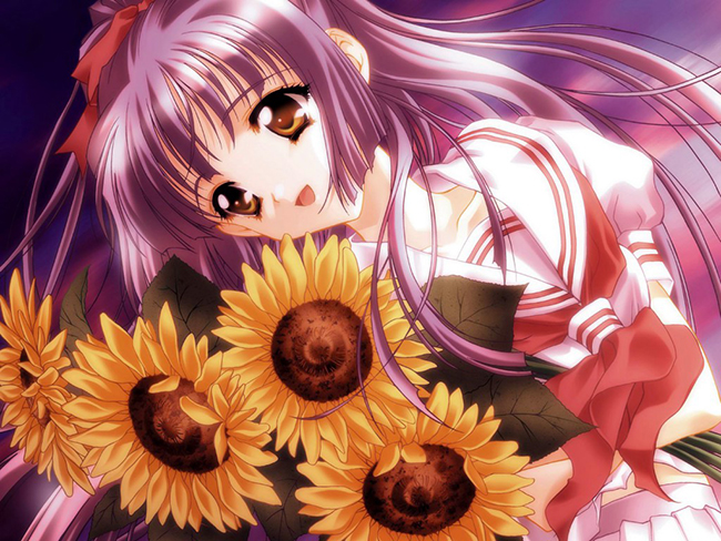 Anime girl flowers wallpaper