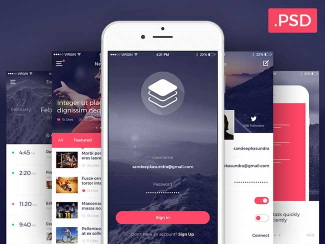 Mobile app ui deals design psd free download