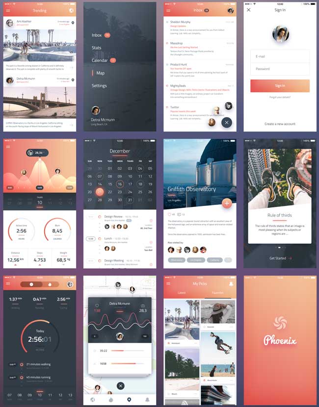 Free Phoenix IOS App UI Kit PSD