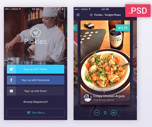 Pickles-Restaurant-PSD-App-UI-Kit