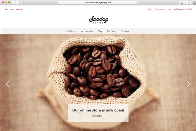 This is an example of using Shopify theme for coffee shop