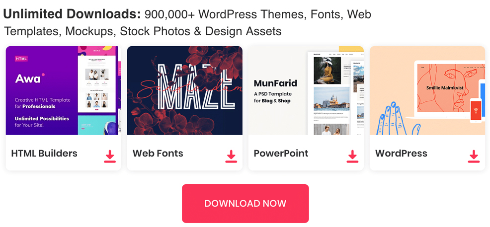 Unlimited Downloads: Wordpress Themes, Fonts, Mockups