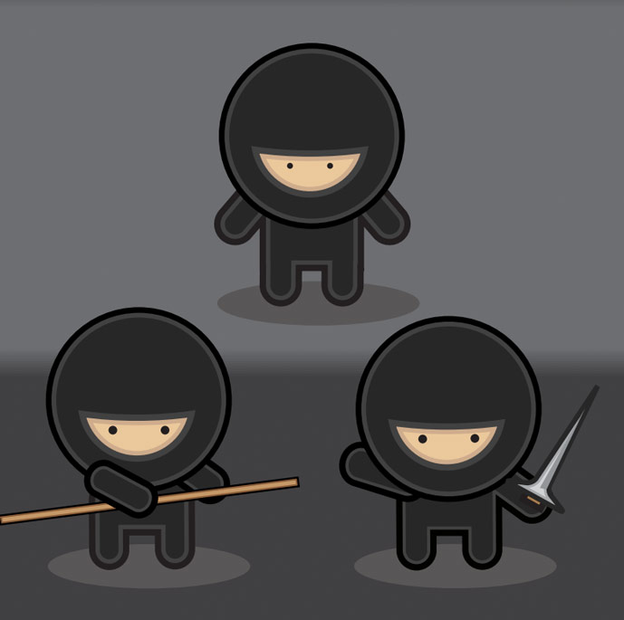 3 Ninja Characters Vector Ai Free Download