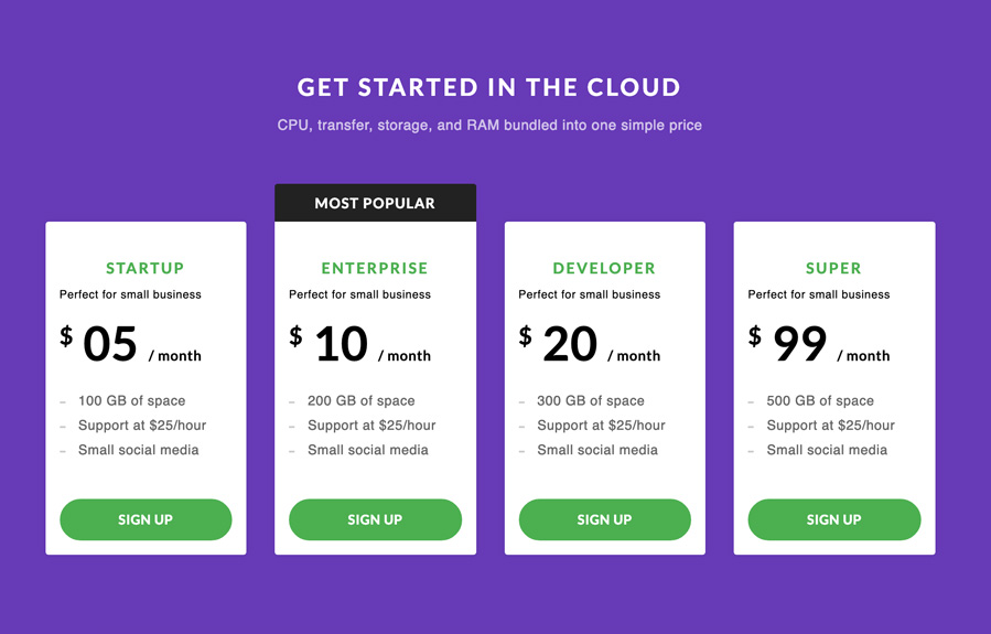 15+ Best Free HTML5 CSS3 Pricing Tables Templates 2019 DesignMaz