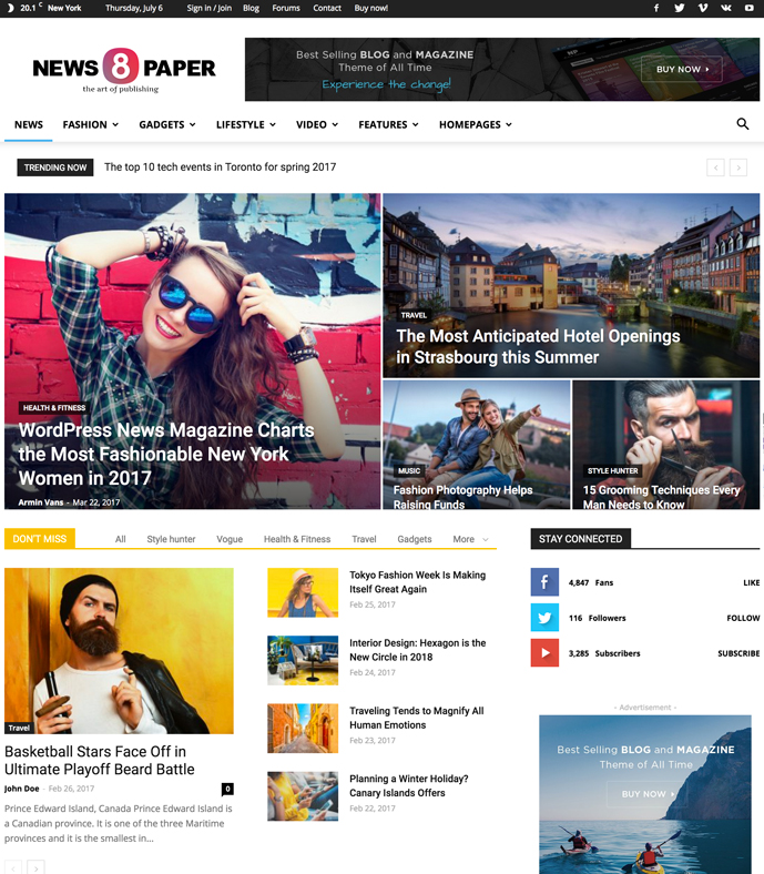 30+ Best Flat Magazine Wordpress Themes 2017 - DesignMaz