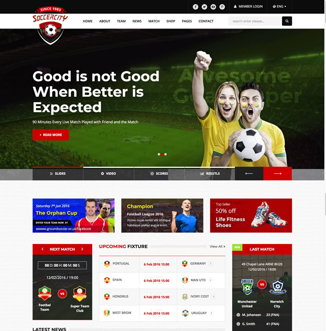 15  Best Responsive Sports Website Templates 2018 DesignMaz