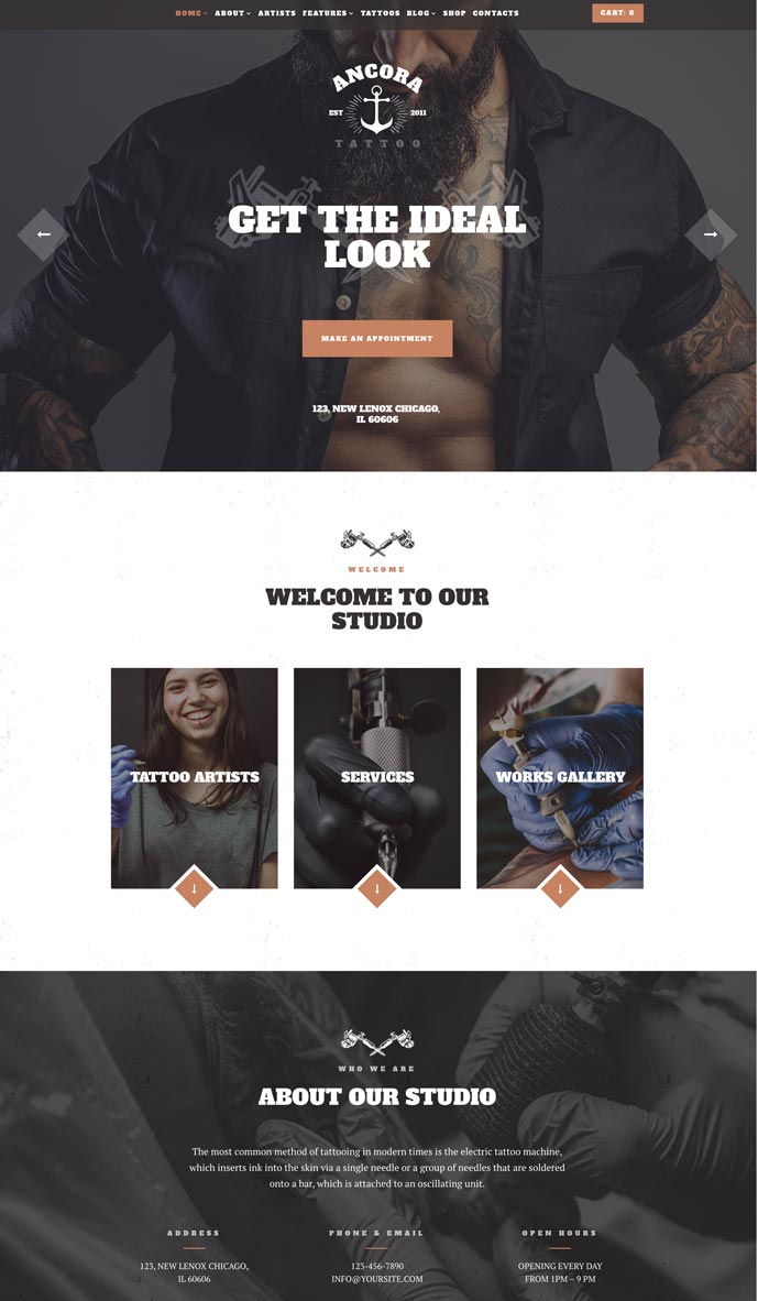 7+ Best Tattoo Shop Website Templates | Free & Premium Themes